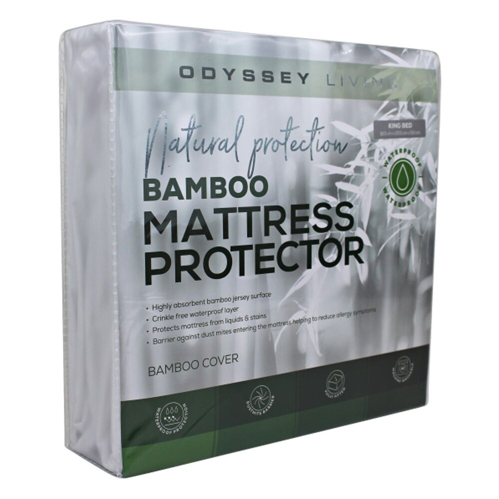 Odyssey Living Bamboo Mattress Protector Fully Fitted Home Bedding White