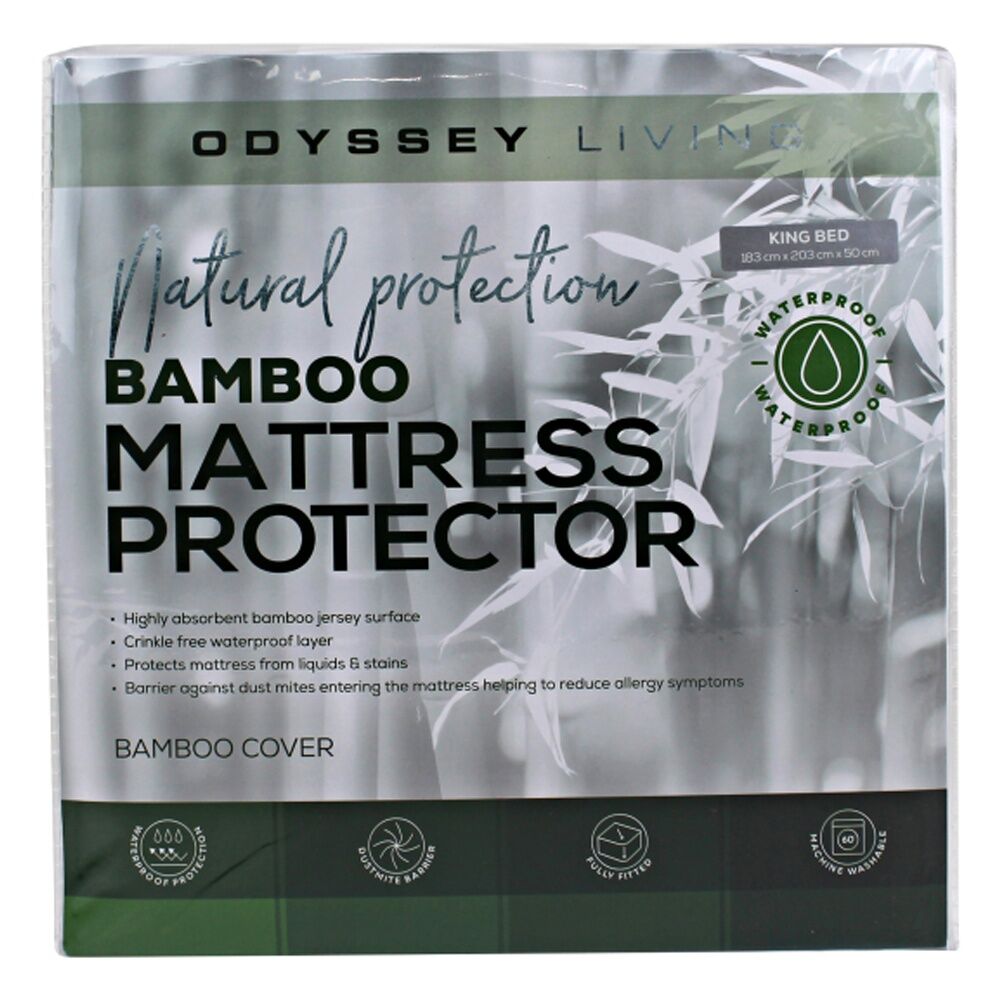 Odyssey Living Bamboo Mattress Protector Fully Fitted Home Bedding White