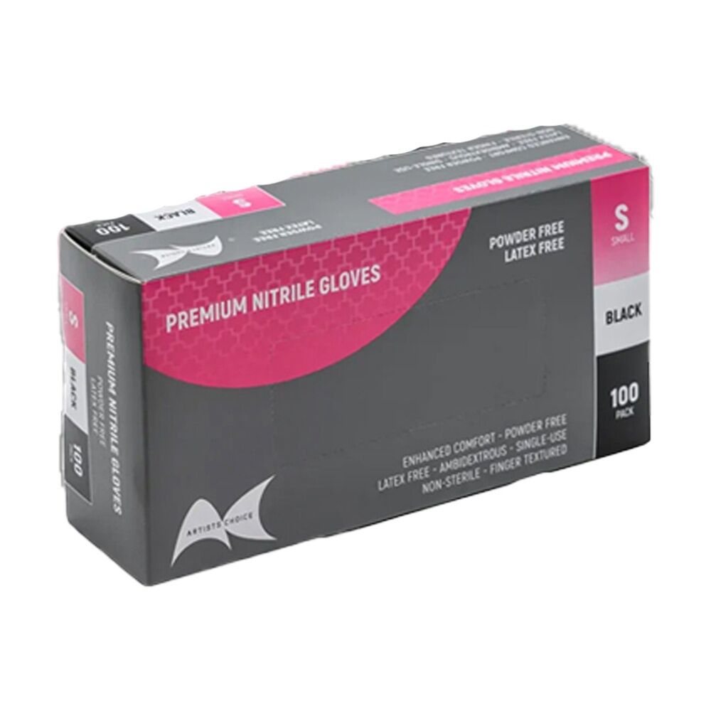 6x 100pc Artists Choice Premium Powder Latex Free Nitrile Gloves Black