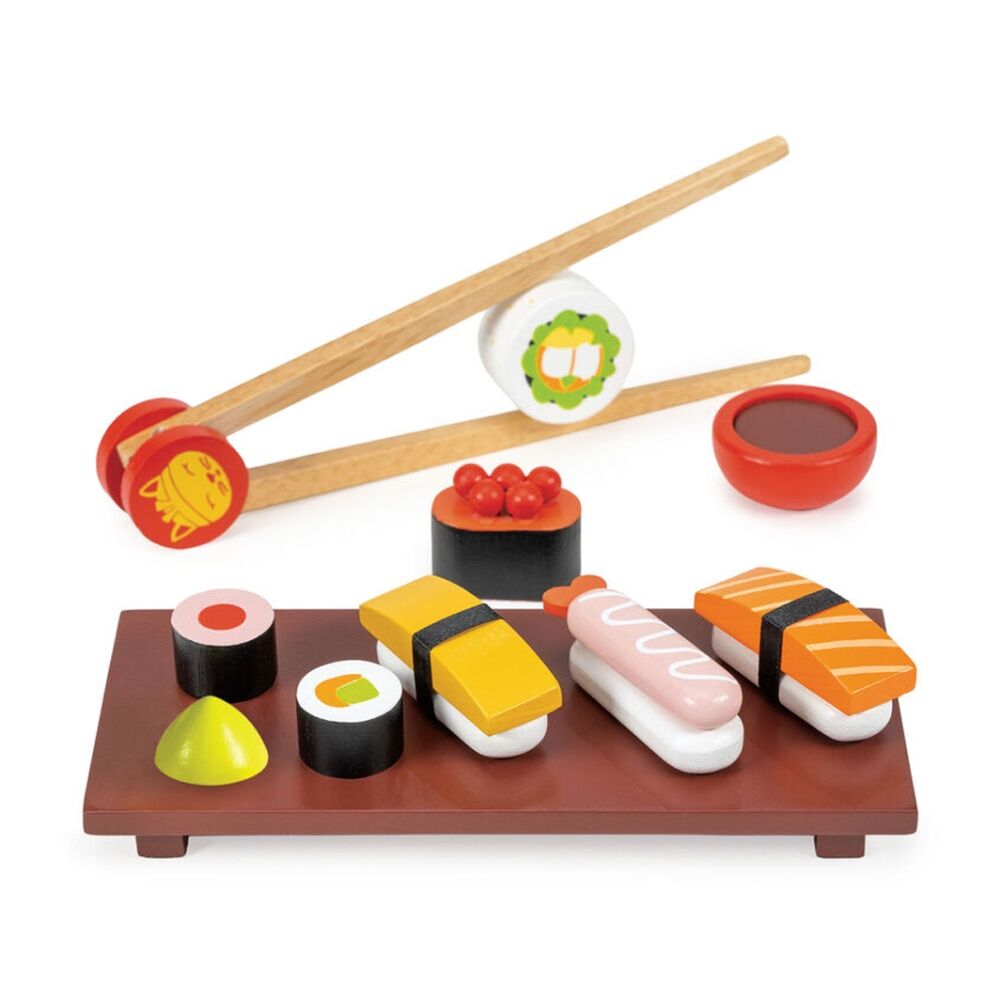 7pc Mentari Sushi Set Wooden Toy Manual Dexterity Kids 3y+