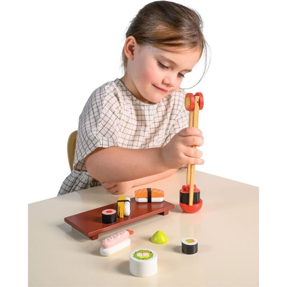 7pc Mentari Sushi Set Wooden Toy Manual Dexterity Kids 3y+