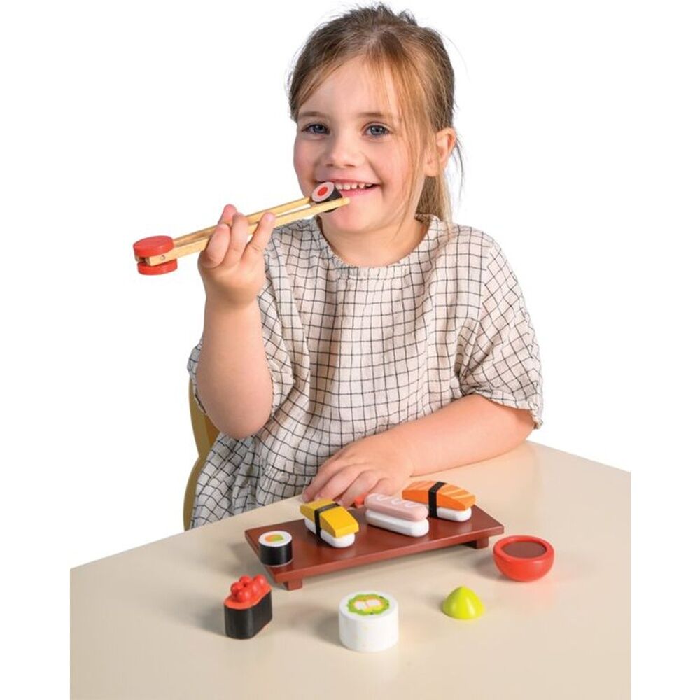7pc Mentari Sushi Set Wooden Toy Manual Dexterity Kids 3y+