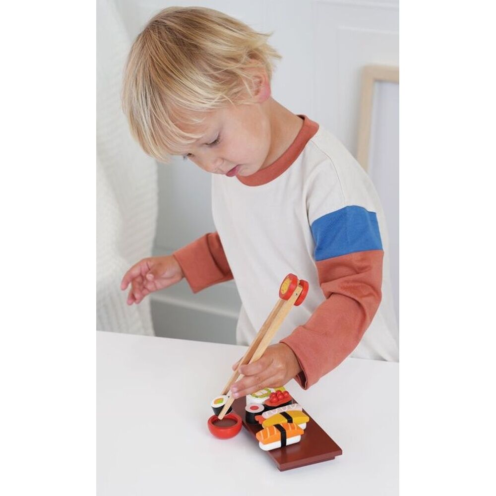 7pc Mentari Sushi Set Wooden Toy Manual Dexterity Kids 3y+