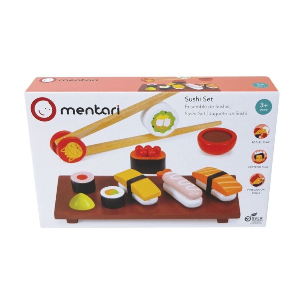 7pc Mentari Sushi Set Wooden Toy Manual Dexterity Kids 3y+