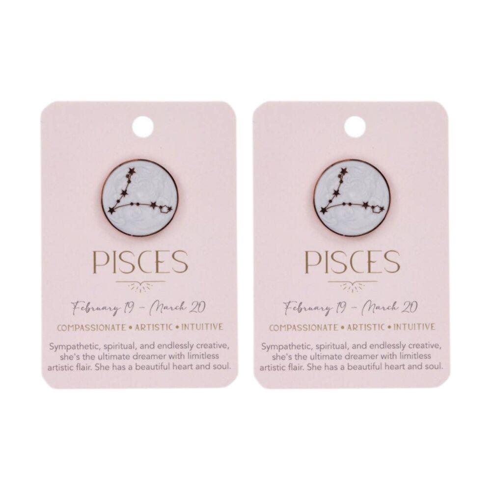 2PK Splosh Zodiac Sign Ceramic Keepsake Pin Rose Gold Enamel Pisces 3x1x2.5cm
