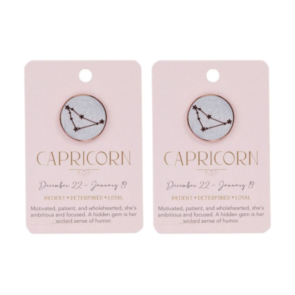 2PK Splosh Zodiac Sign Ceramic Keepsake Pin Rose Gold Enamel Capricorn 3x1x2.5cm