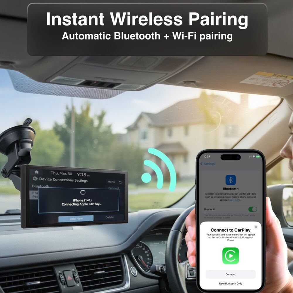 Laser CarPlay Android Auto Voice Control W/ Dual Camera 12 Inch Black