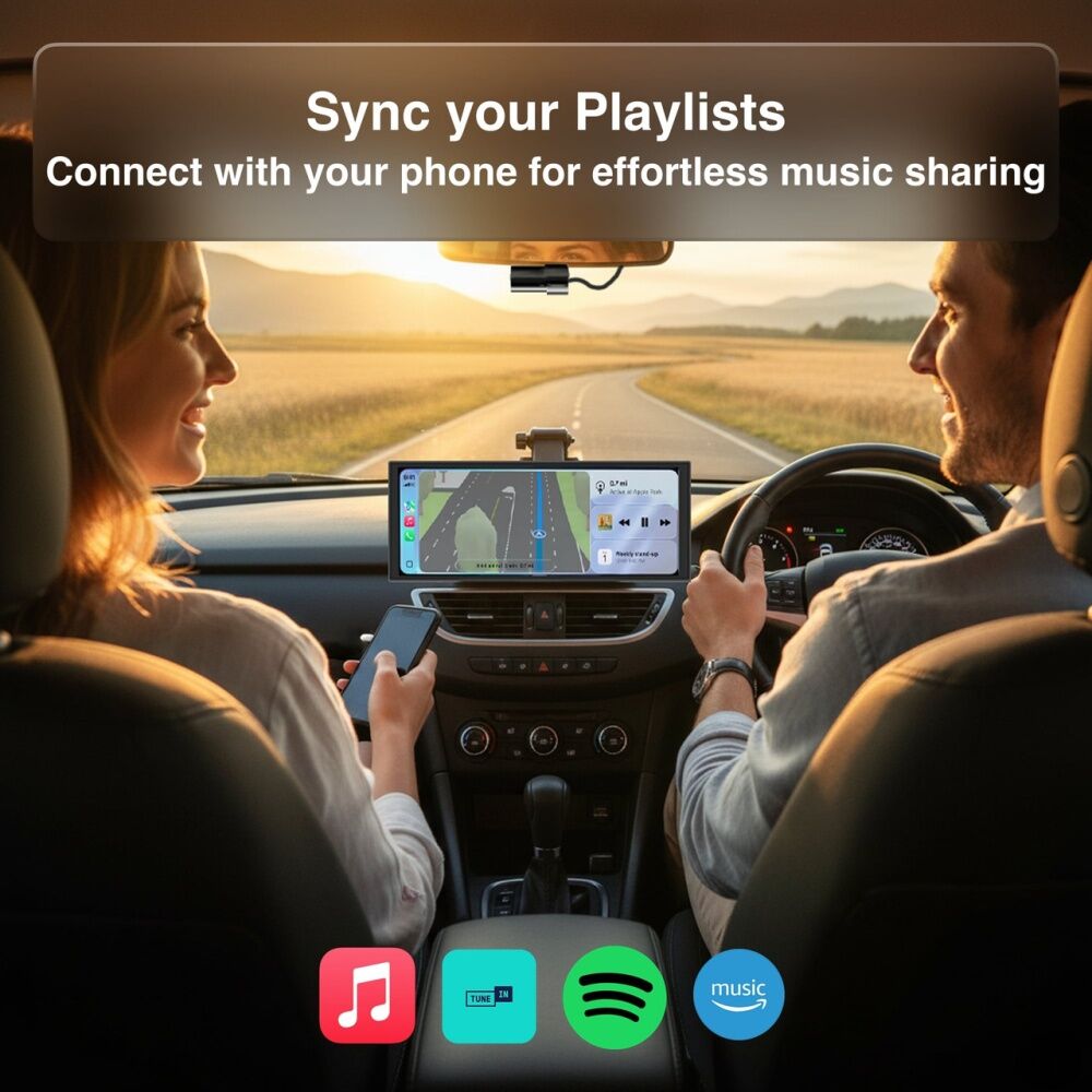 Laser CarPlay Android Auto Voice Control W/ Dual Camera 12 Inch Black