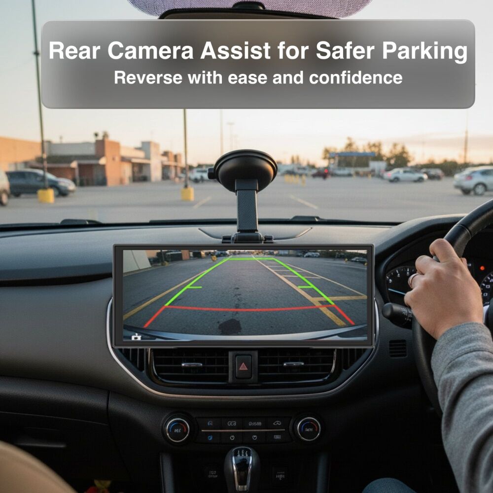 Laser CarPlay Android Auto Voice Control W/ Dual Camera 12 Inch Black
