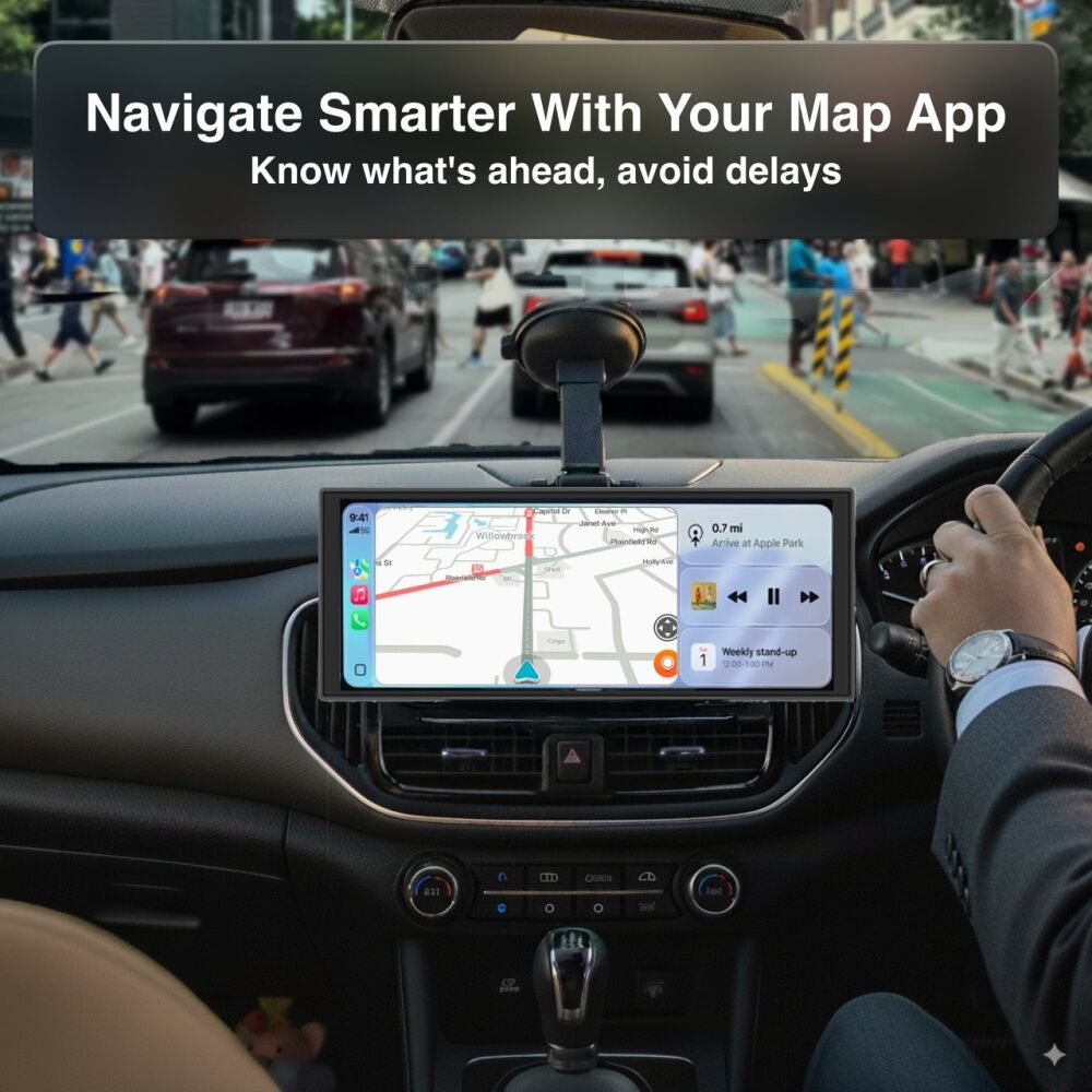 Laser CarPlay Android Auto Voice Control W/ Dual Camera 12 Inch Black