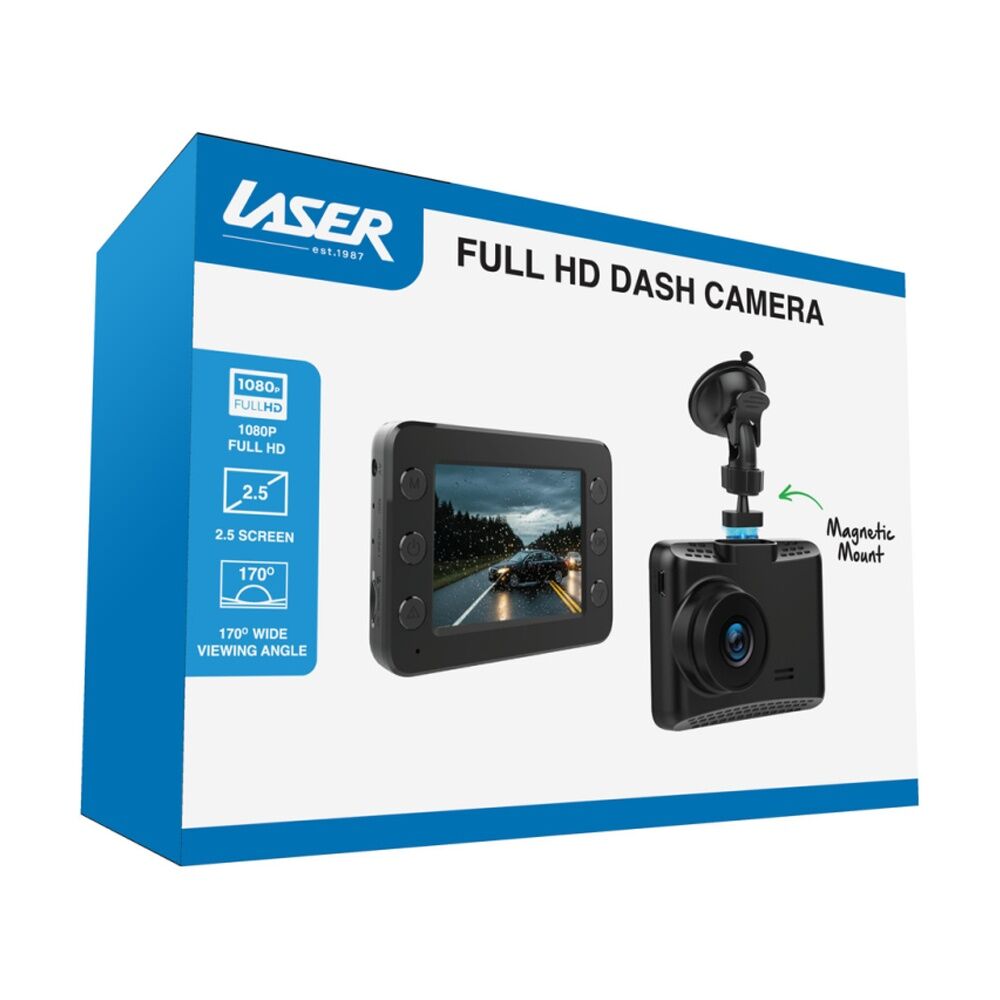 Laser Full HD Resolution Dash Board Camera With 2.5 Inch Display Black