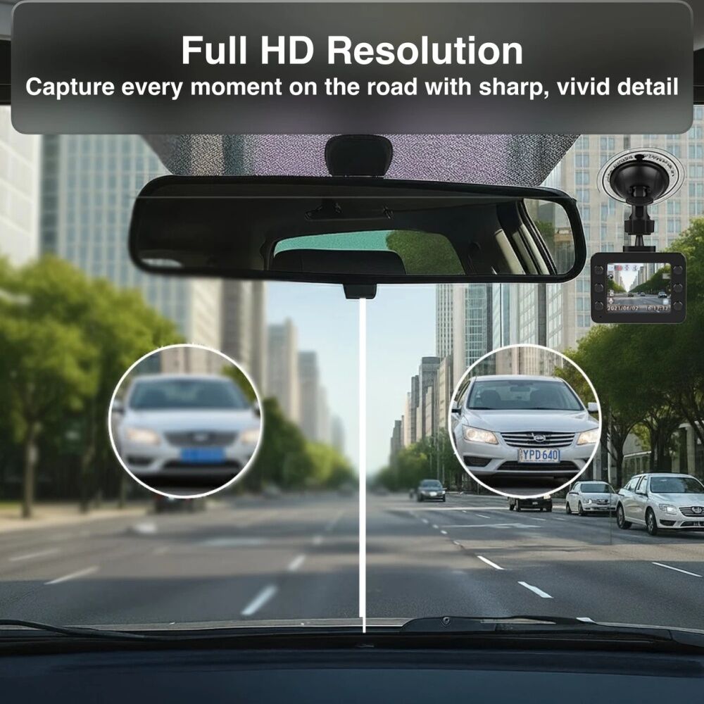 Laser Full HD Resolution Dash Board Camera With 2.5 Inch Display Black