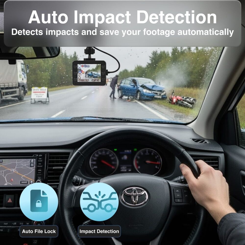 Laser Full HD Resolution Dash Board Camera With 2.5 Inch Display Black