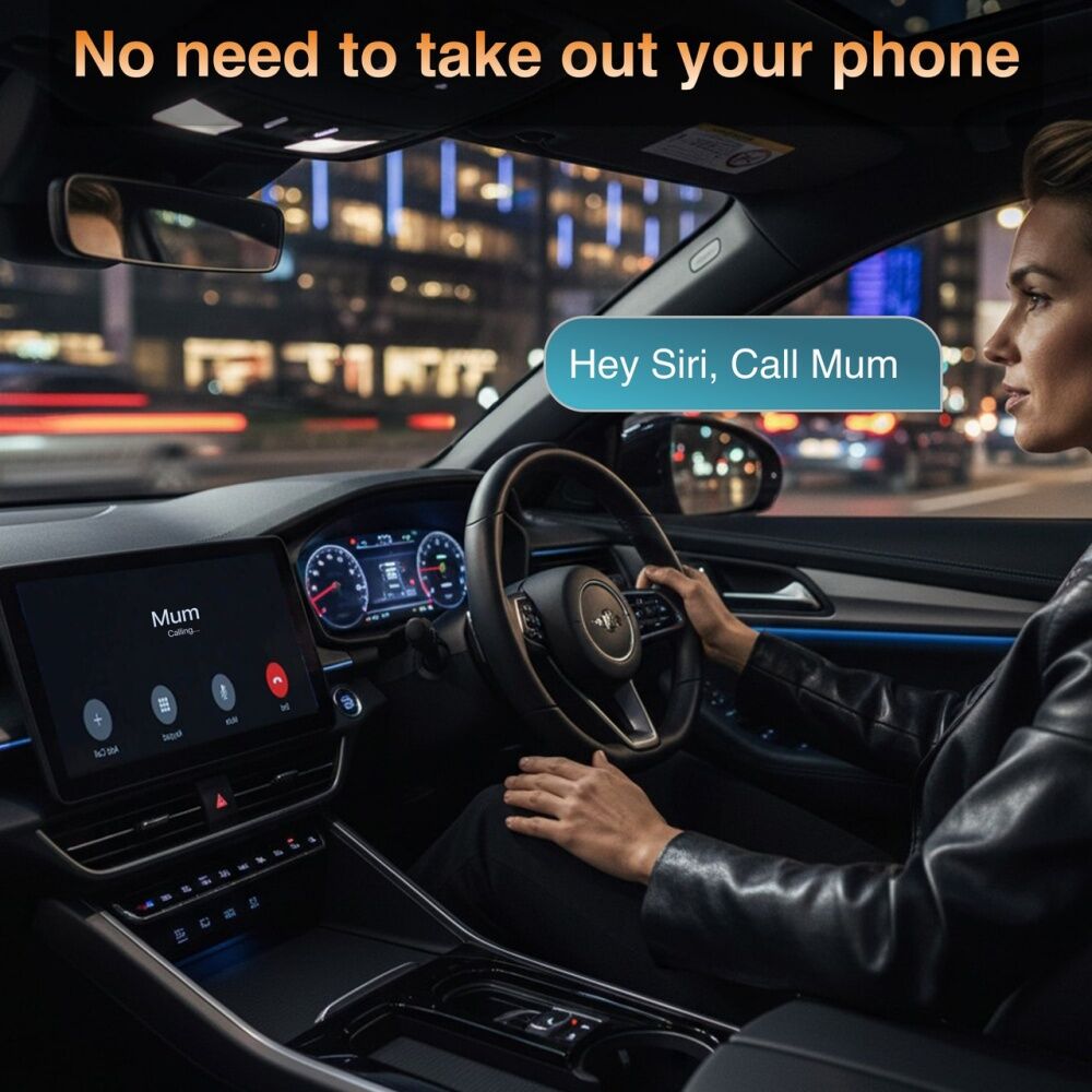 Navig8R Wireless CarPlay Android Auto Dual Head USB Universal Compatible Black