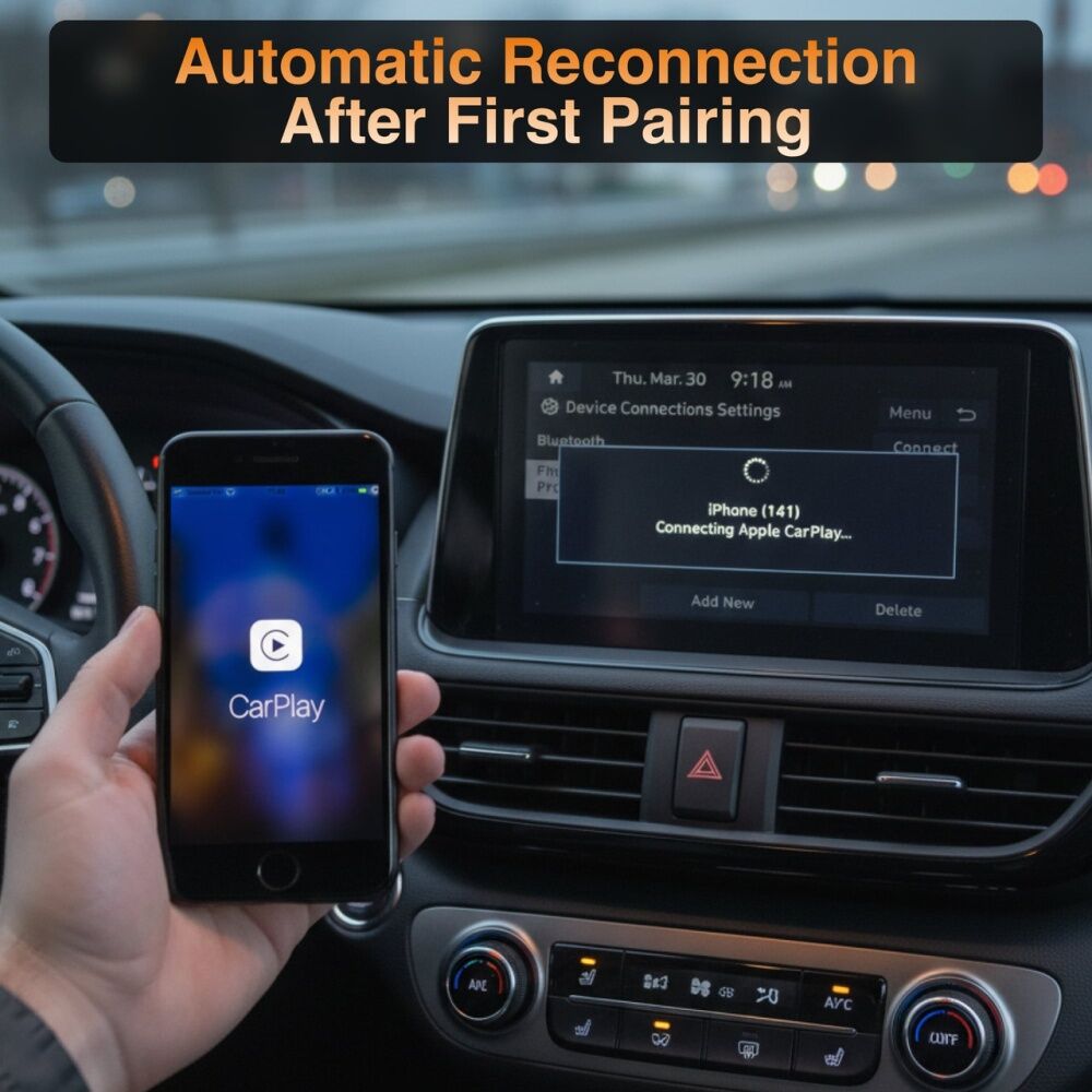 Navig8R Wireless CarPlay Android Auto Dual Head USB Universal Compatible Black
