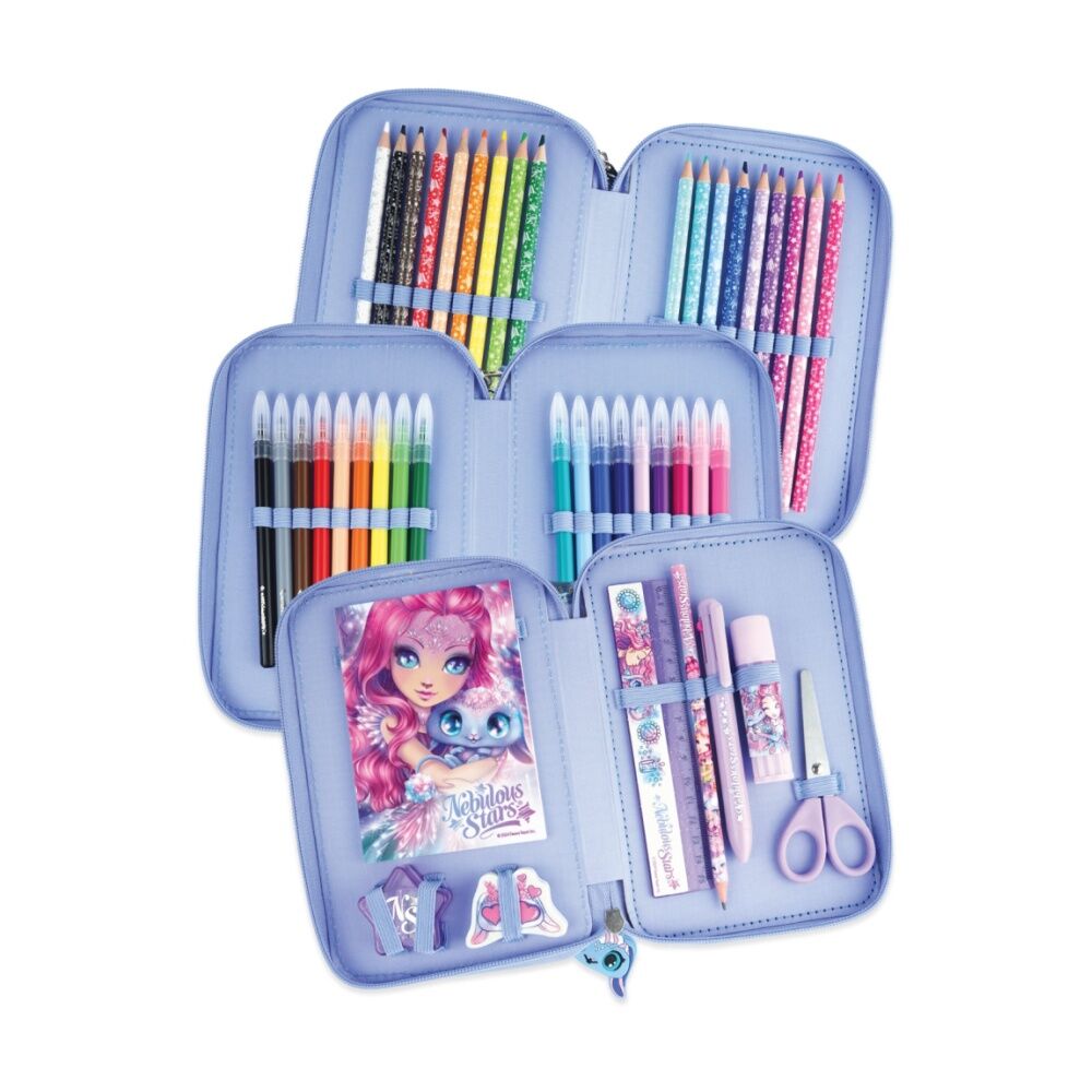 Nebulous Stars 3-Tier Pencil Pens Case Deluxe Stationery Set Assorted