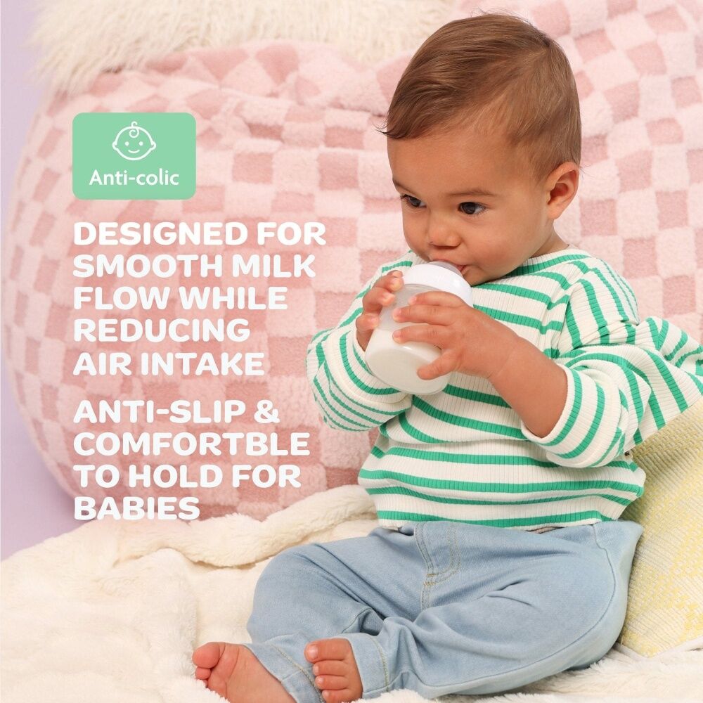 2x 2pc New Beginnings Anti-Colic Glass Bottle With Silicone Coating Set 240ml