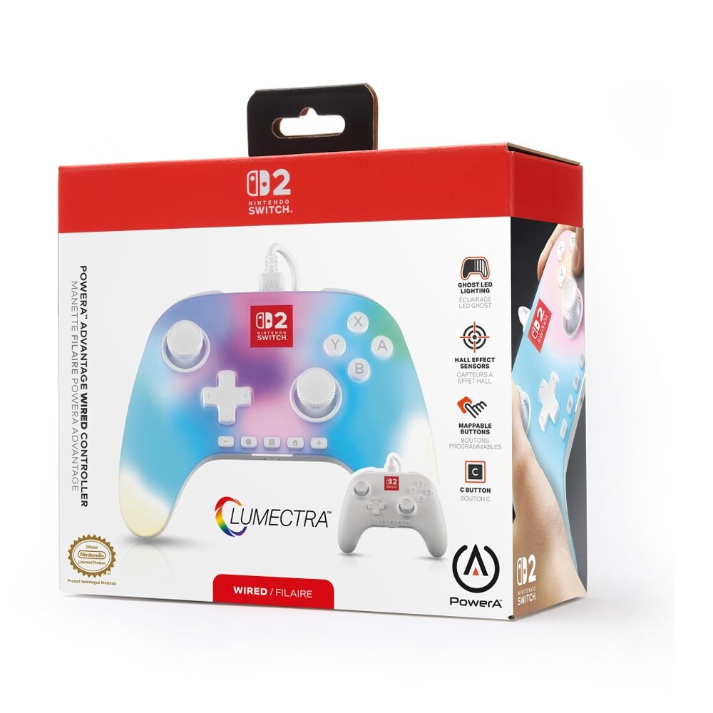 PowerA Nintendo Switch 2 Advantage Wired Controller Lumectra White 3.5mm Jack