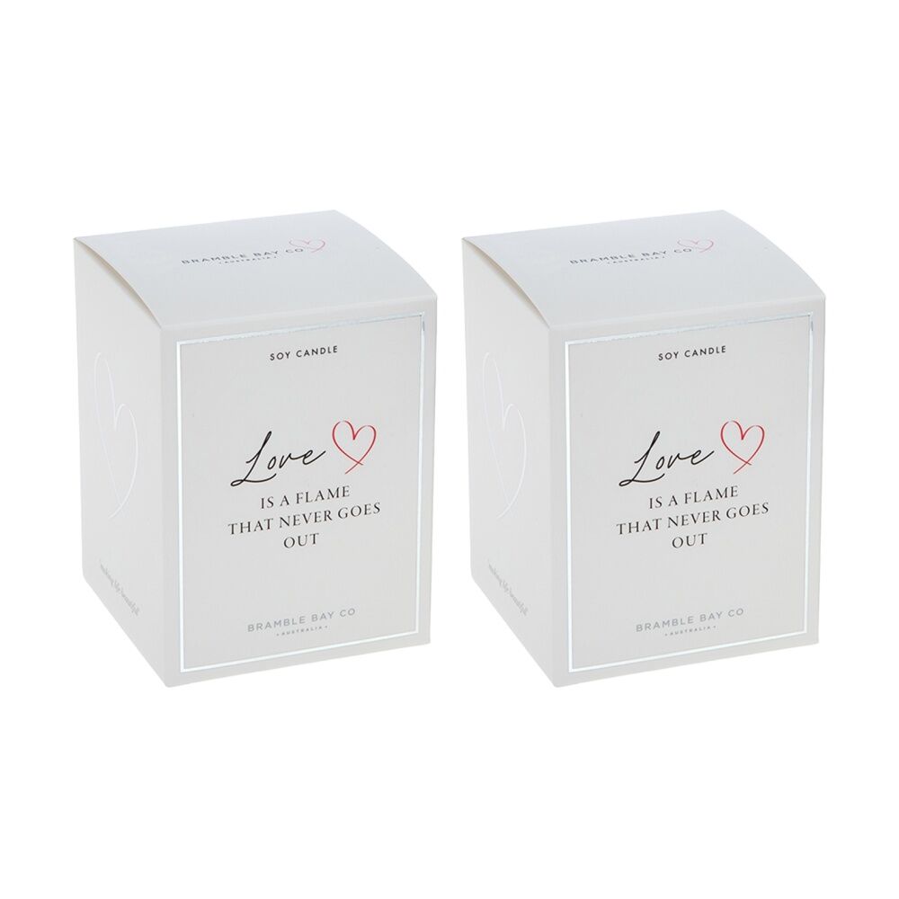 2PK Bramble Bay Love Is A Flame Peach & Lychee Soy Candle Home Fragrance 300g