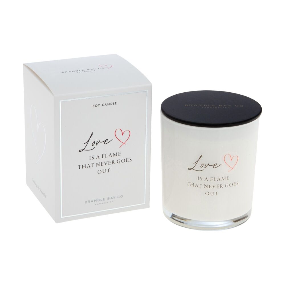 2PK Bramble Bay Love Is A Flame Peach & Lychee Soy Candle Home Fragrance 300g