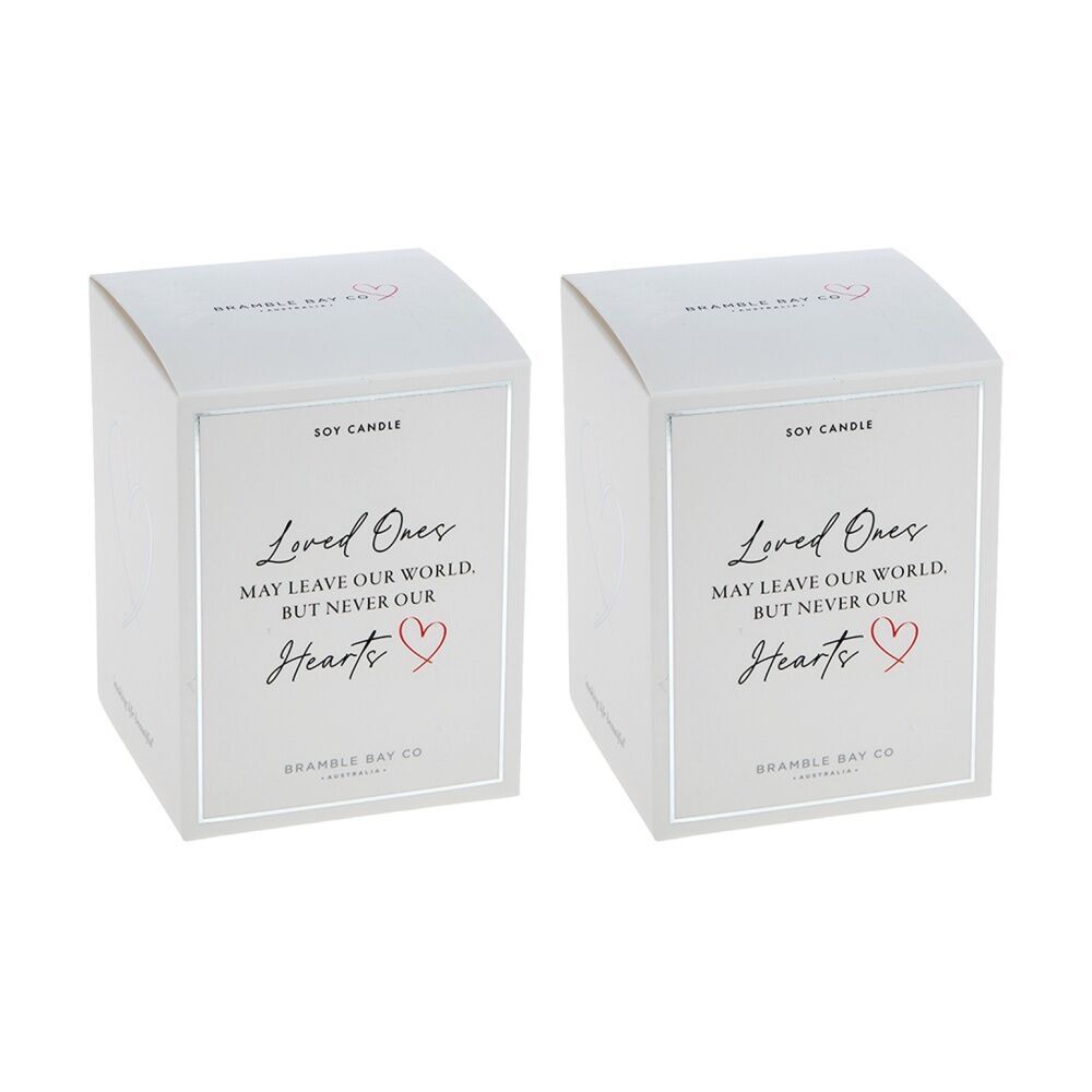 2PK Bramble Bay Loved Ones Sympathy Bergamont & Wild Rose Glass Soy Candle 300g