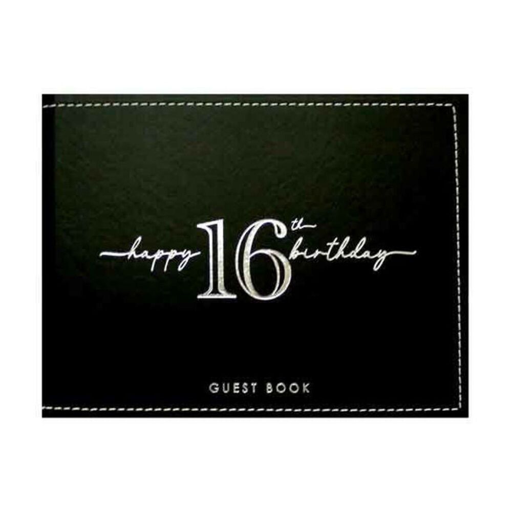 LDM Guest Book Happy 16th Birthday Plain Pages 27x19cm