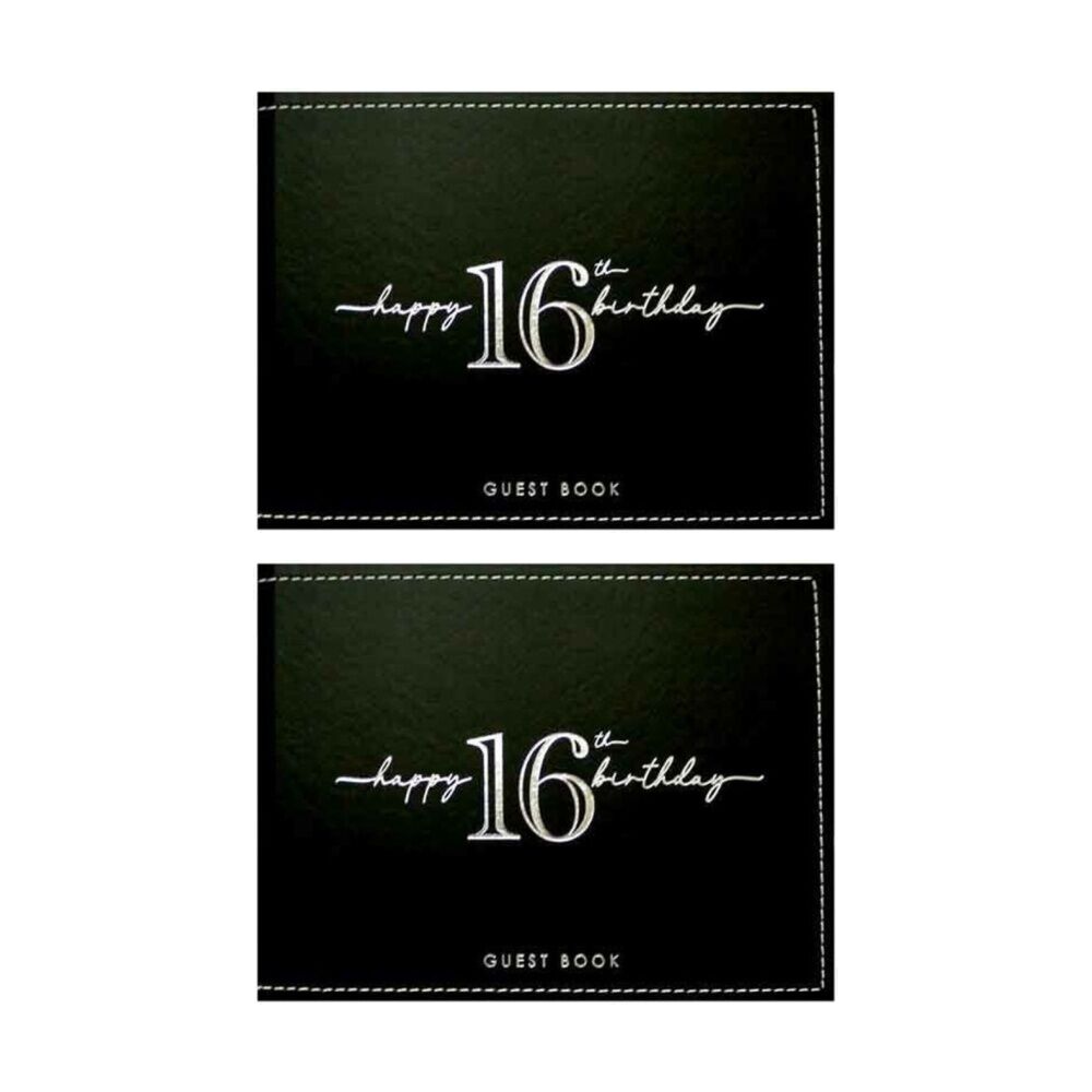 2PK LDM Guest Book Happy 16th Birthday Plain Pages 27x19cm