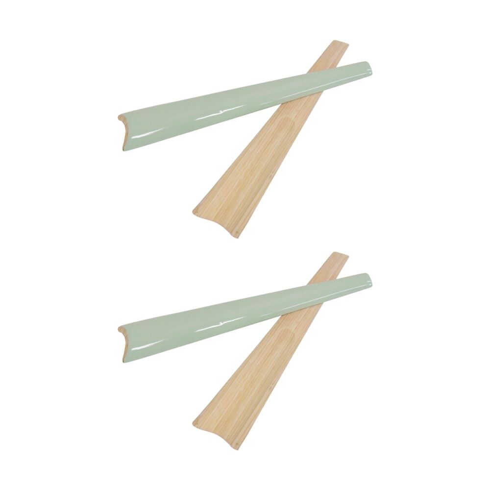 2x 2pc LVD Modern Lightweight Sage Accent Handle Bamboo Salad Server Set 30cm