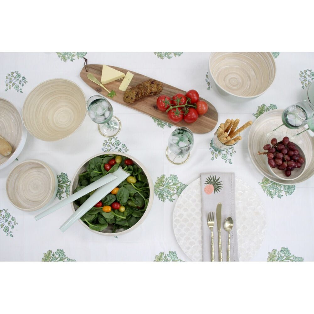 2x 2pc LVD Modern Lightweight Sage Accent Handle Bamboo Salad Server Set 30cm
