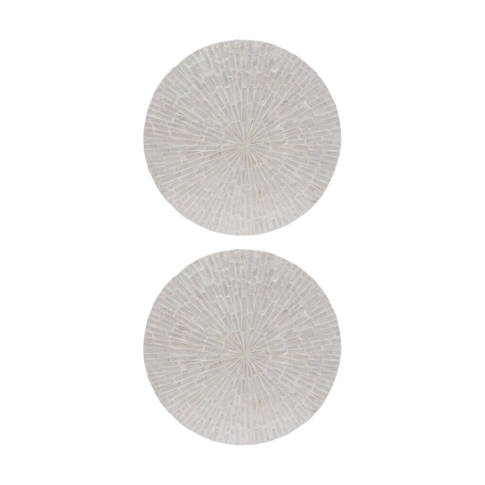 2PK LVD Shell Bursts & Bamboo Home Decorative Mat Coastal Decor 35x35cm
