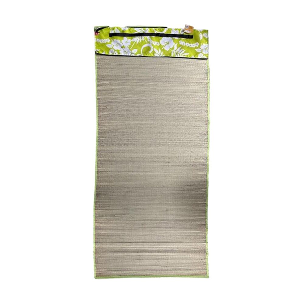 3PK Braz Outdoor Straw Beach Mat W/ Carry Strap & Zipper Pocket 170x60cm