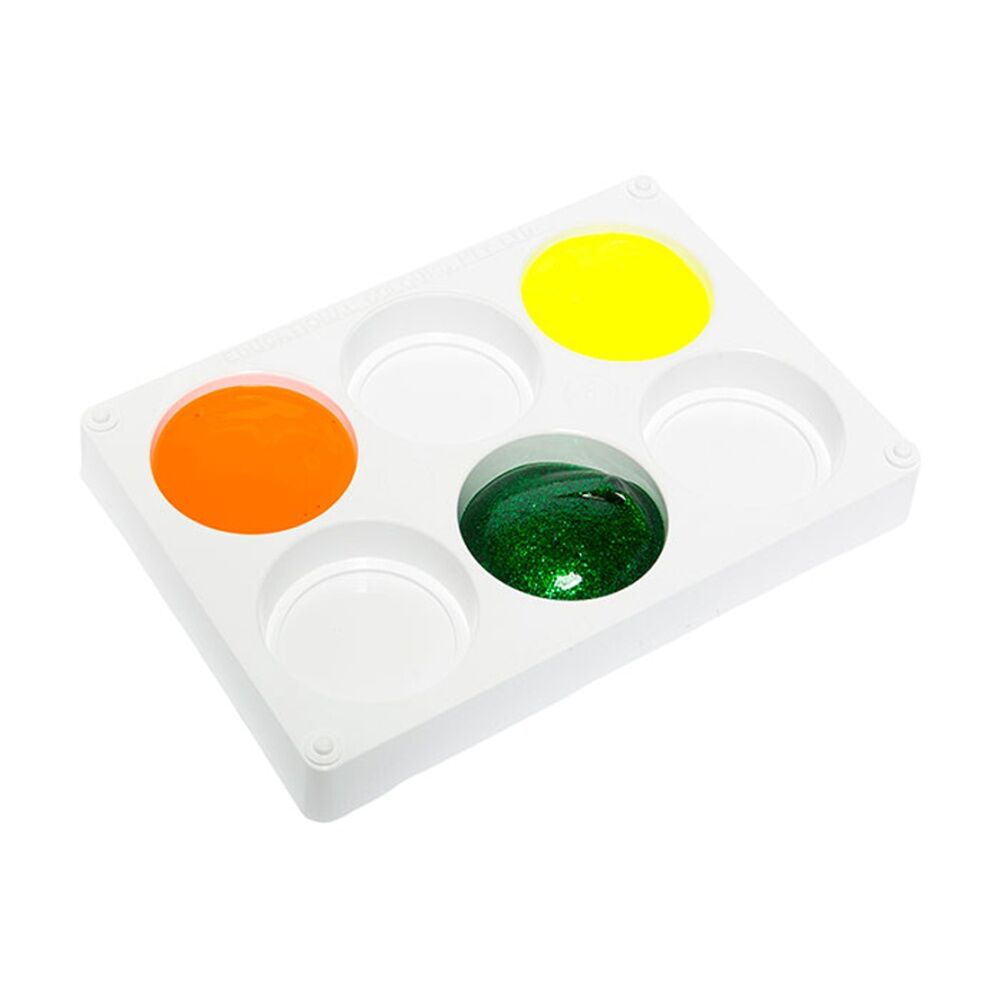 4PK Educational Colours Stackable Palette 6 Well Small 16mm x 114mm Kids Art
