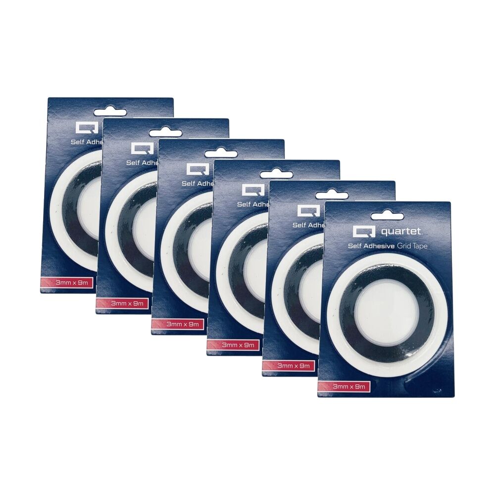 6x Quartet Geotape Self Adhesive Presentation Grid Tape 3mm Black Crepe