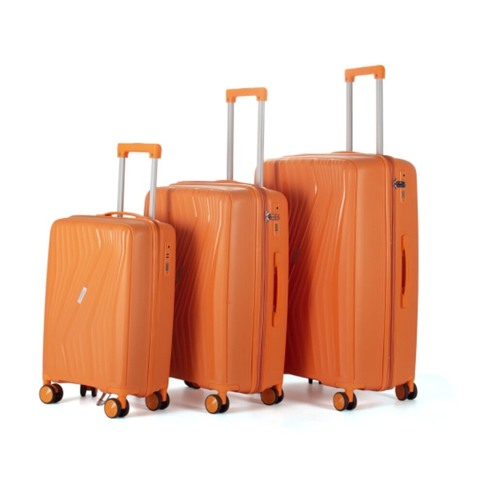 3pc  Paklite Cruise Set Luggage TSA Lock Spinner Wheels Orange