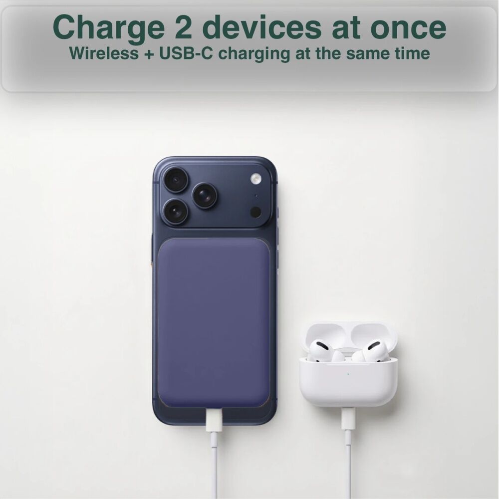 Laser Magnetic 5000mAh Dual Device Wireless Charging Power Bank Future Dusk