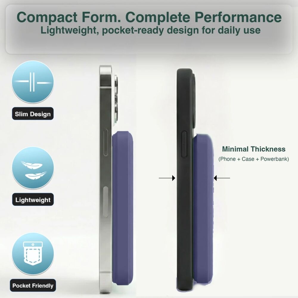 Laser Magnetic 5000mAh Dual Device Wireless Charging Power Bank Future Dusk