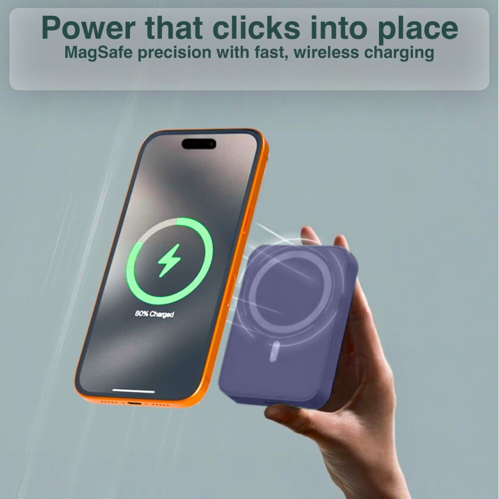 Laser Magnetic 5000mAh Dual Device Wireless Charging Power Bank Future Dusk