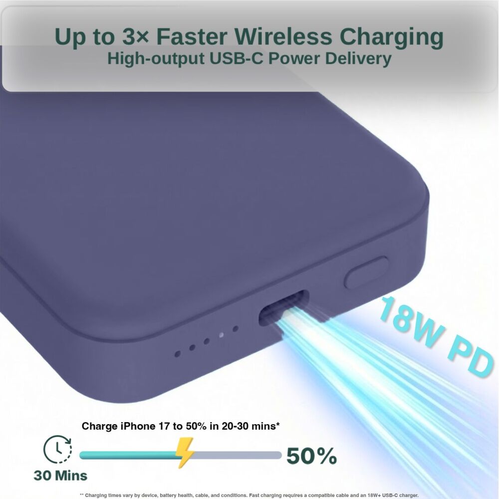 Laser Magnetic 5000mAh Dual Device Wireless Charging Power Bank Future Dusk