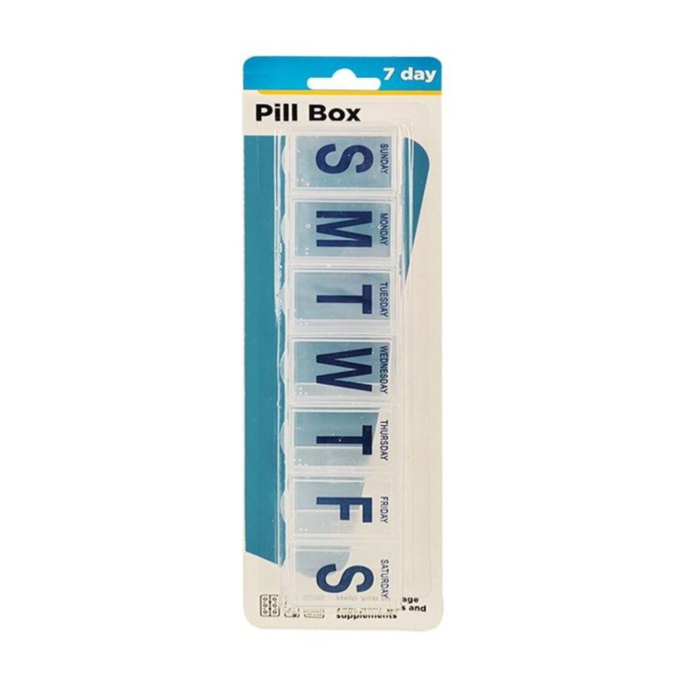 4PK Braz 7 Day Weekly Organiser Pill Box W/ Labelled Compartments Clear