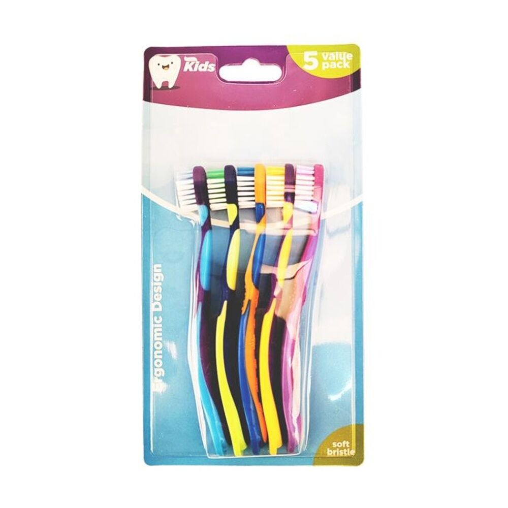 24x 5pc Braz Kids Toothbrush Set W/ Soft Bristiles 15cm Multi Colour