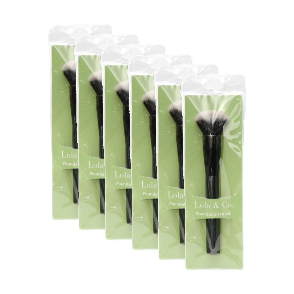 6PK Lola & Co Foundation Rounded Fluffy Head Makeup Accessory Brush Black