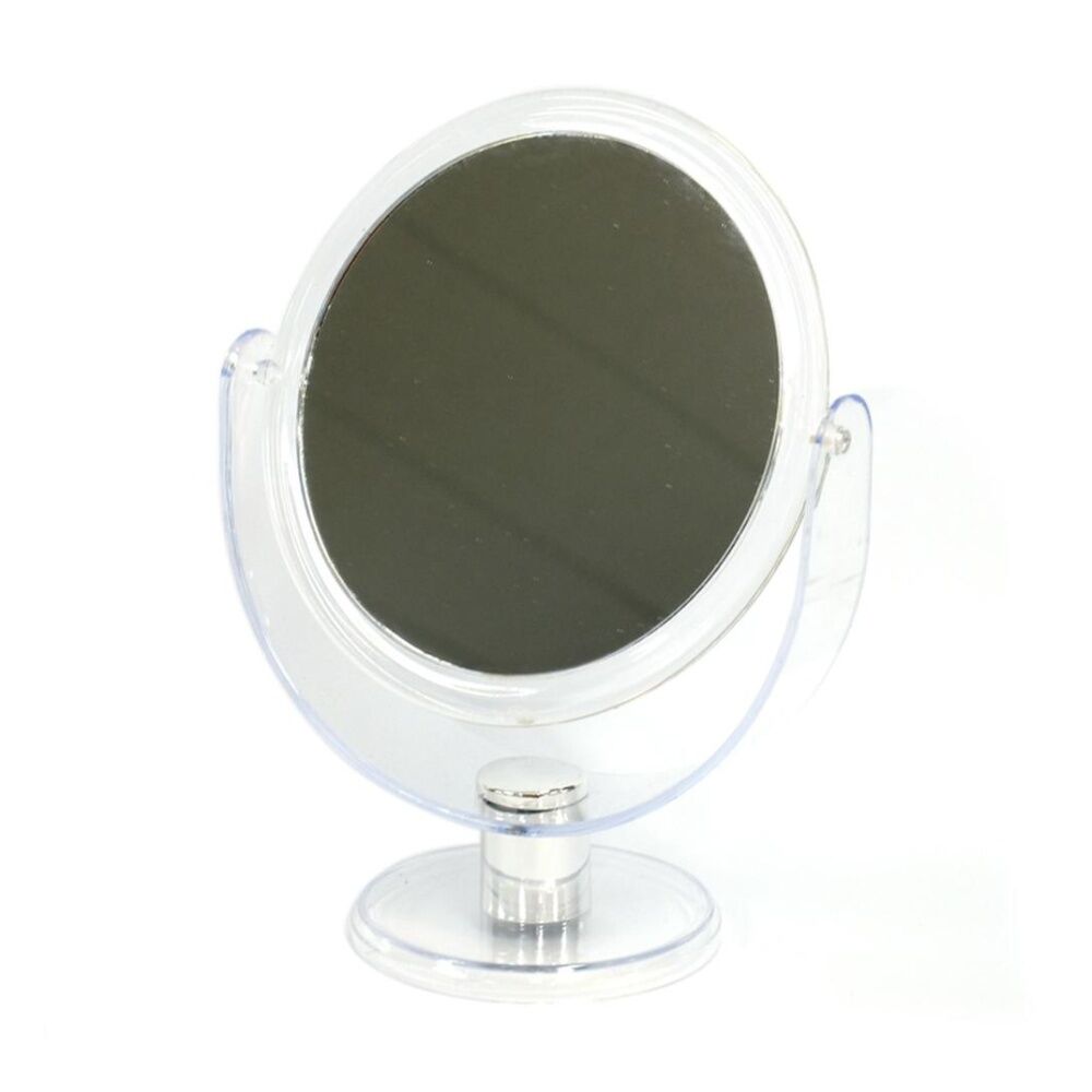 Braz Dual Sided Small Tabletop Makeup Mirror W/ Adjustable Stand