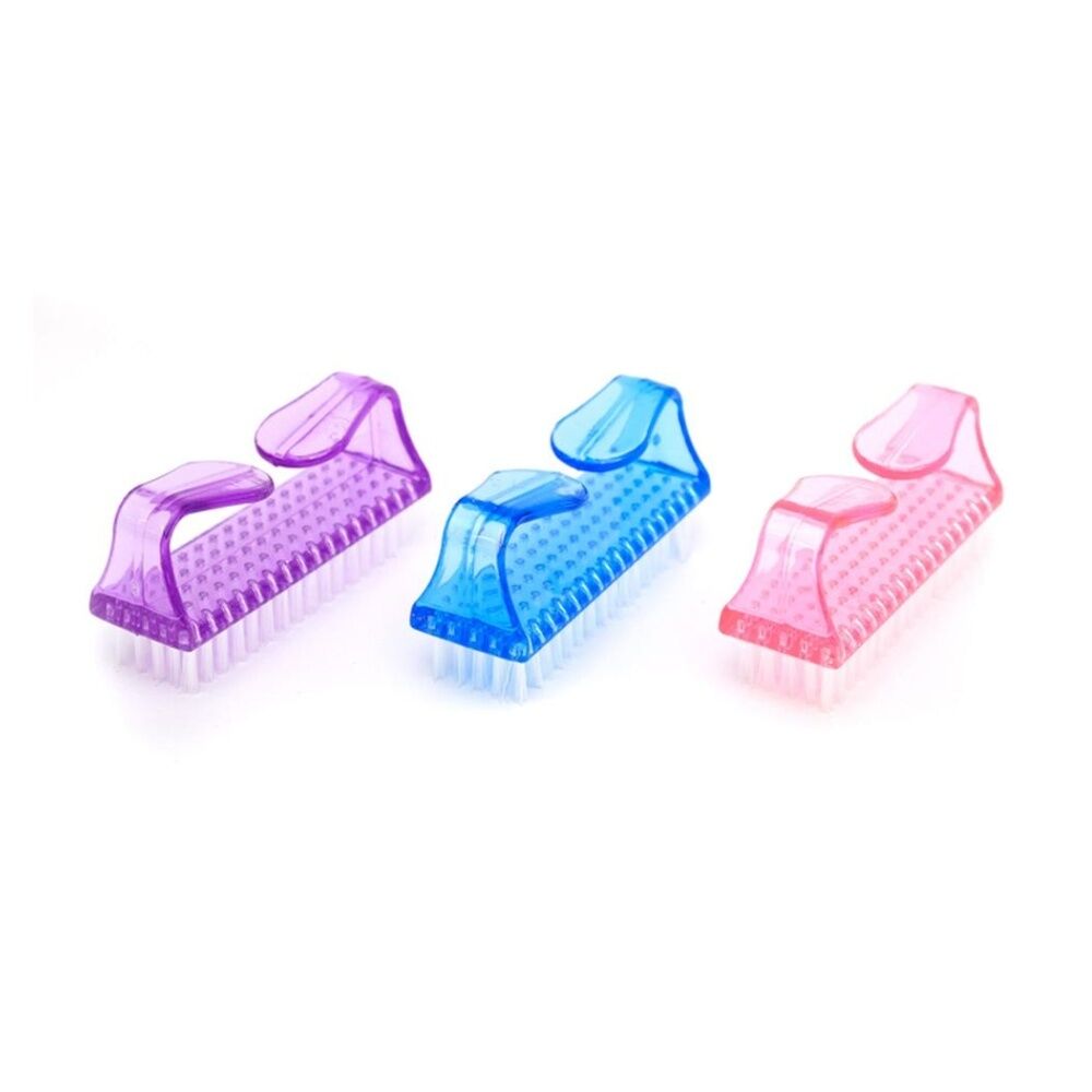 6x 3pc Lola & Co Nail Brush Scrubber Set W/ Handle Multi Colour
