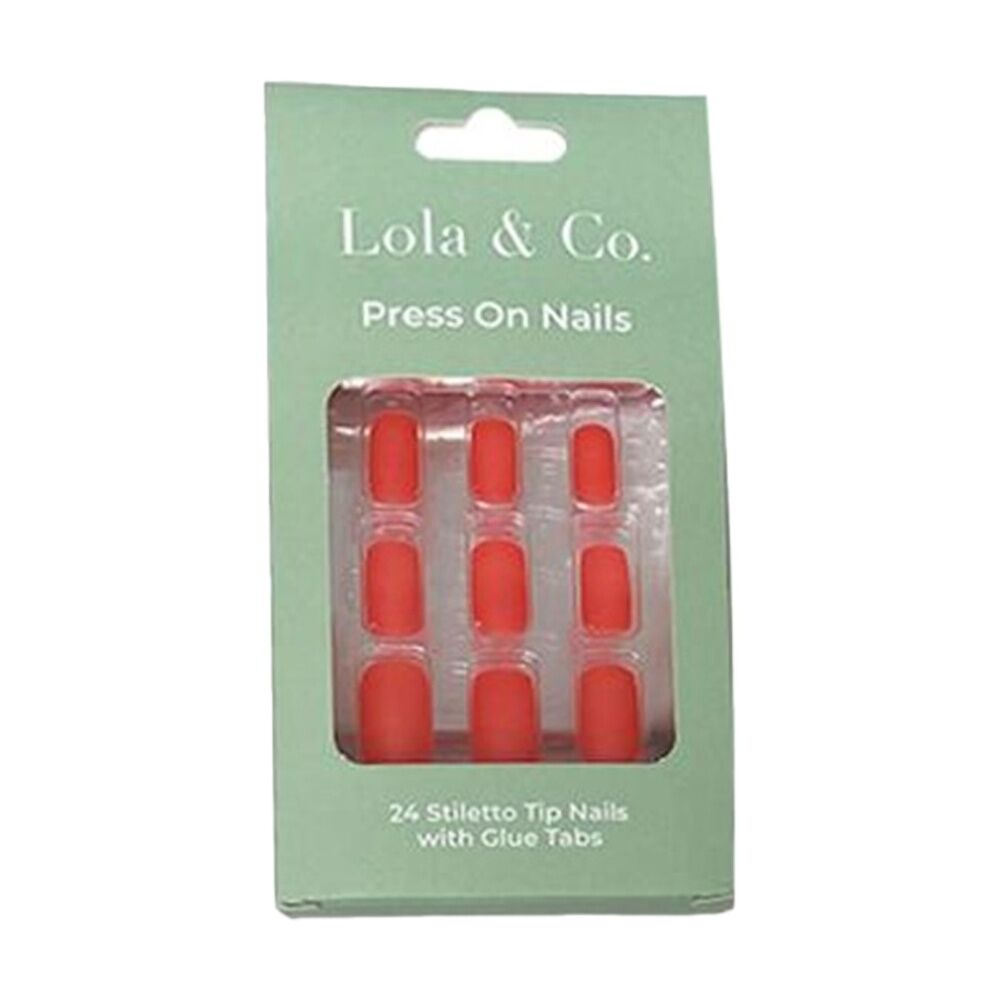 12x 24pc Lola & Co Square Stiletto Tip Press-On Nails W/ Glue Tabs Assorted