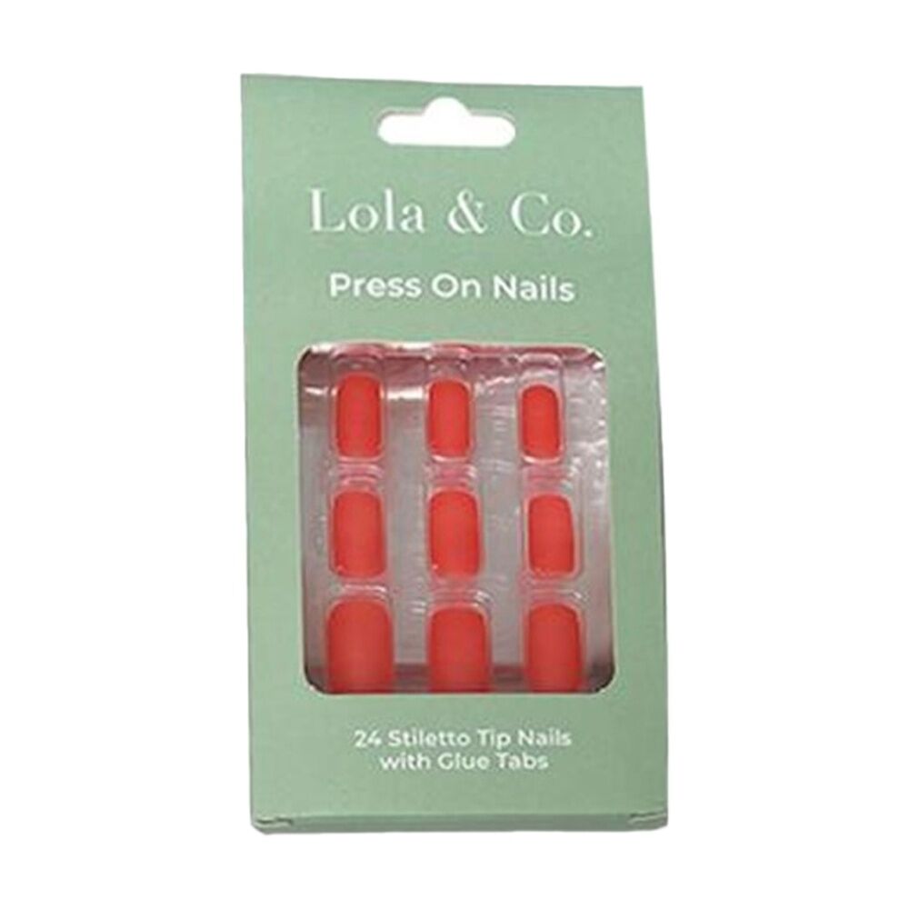 12x 24pc Lola & Co Round Stiletto Tip Press-On Nails W/ Glue Tabs Assorted