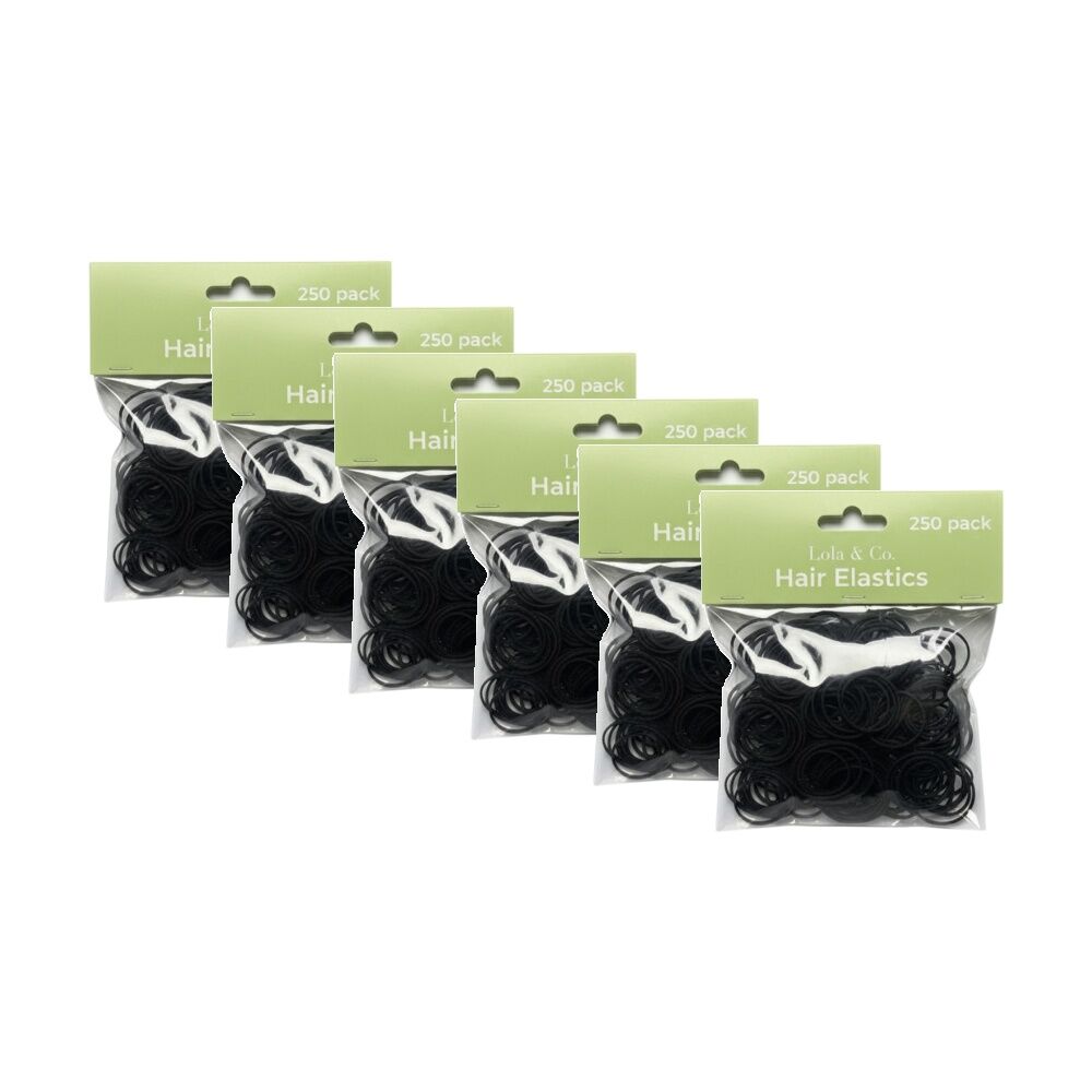 6x 250pc Lola & Co Elastic Hair Ties Set Women's Accessories Assorted