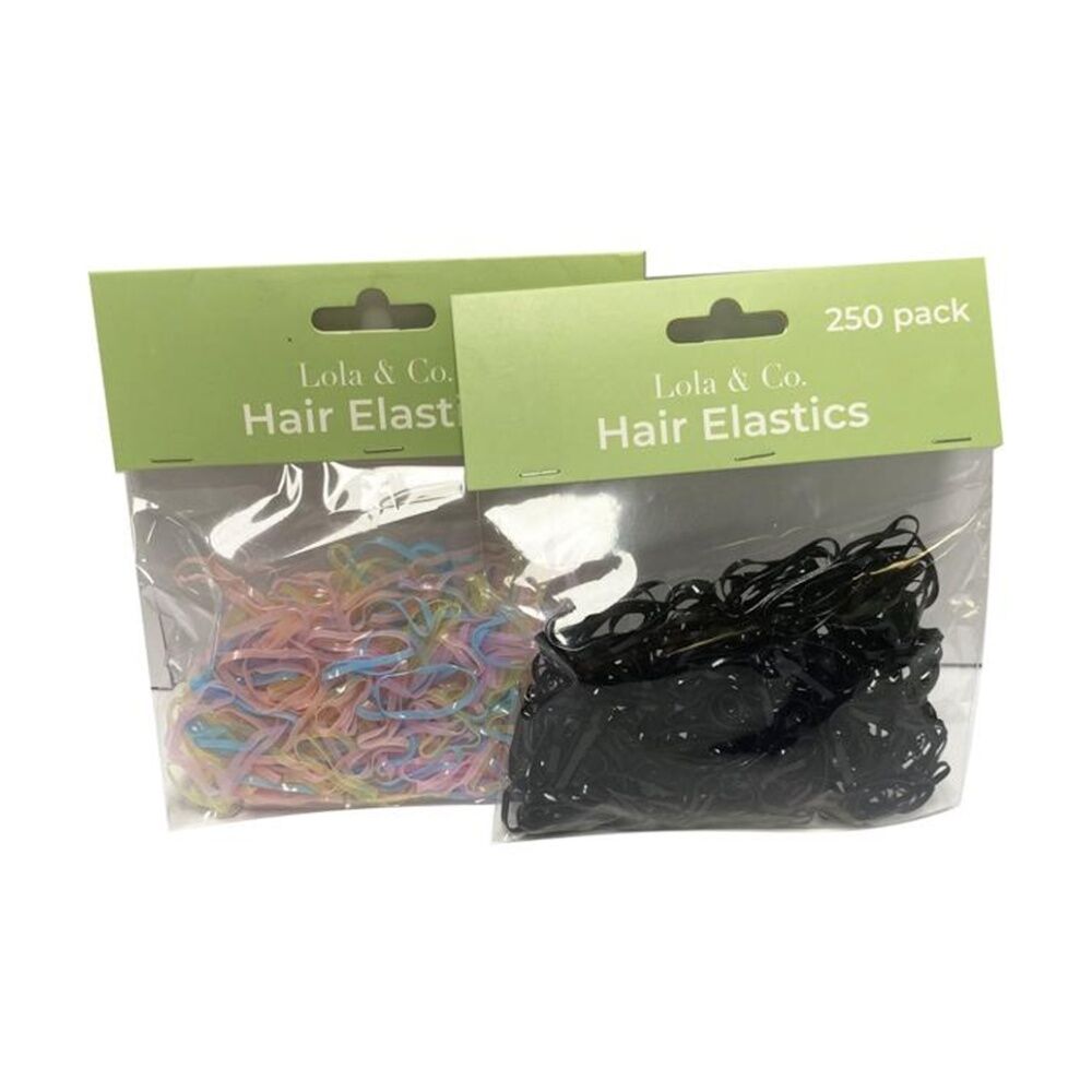 6x 250pc Lola & Co Elastic Hair Ties Set Women's Accessories Assorted