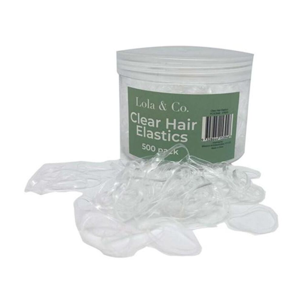 6x 500pc Lola & Co Elastic Hair Ties In Tub Women's Accessories Clear