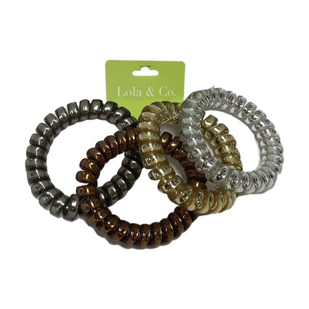 6x 4pc Lola & Co Spiral Anti Kink Hair Tie Set Women's Accessories Assorted