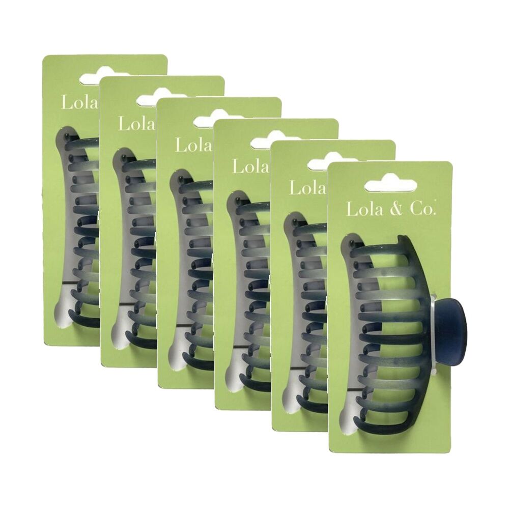 6PK Lola & Co Hair Claw Clip Women's Accessories Smokey 11cm Assorted